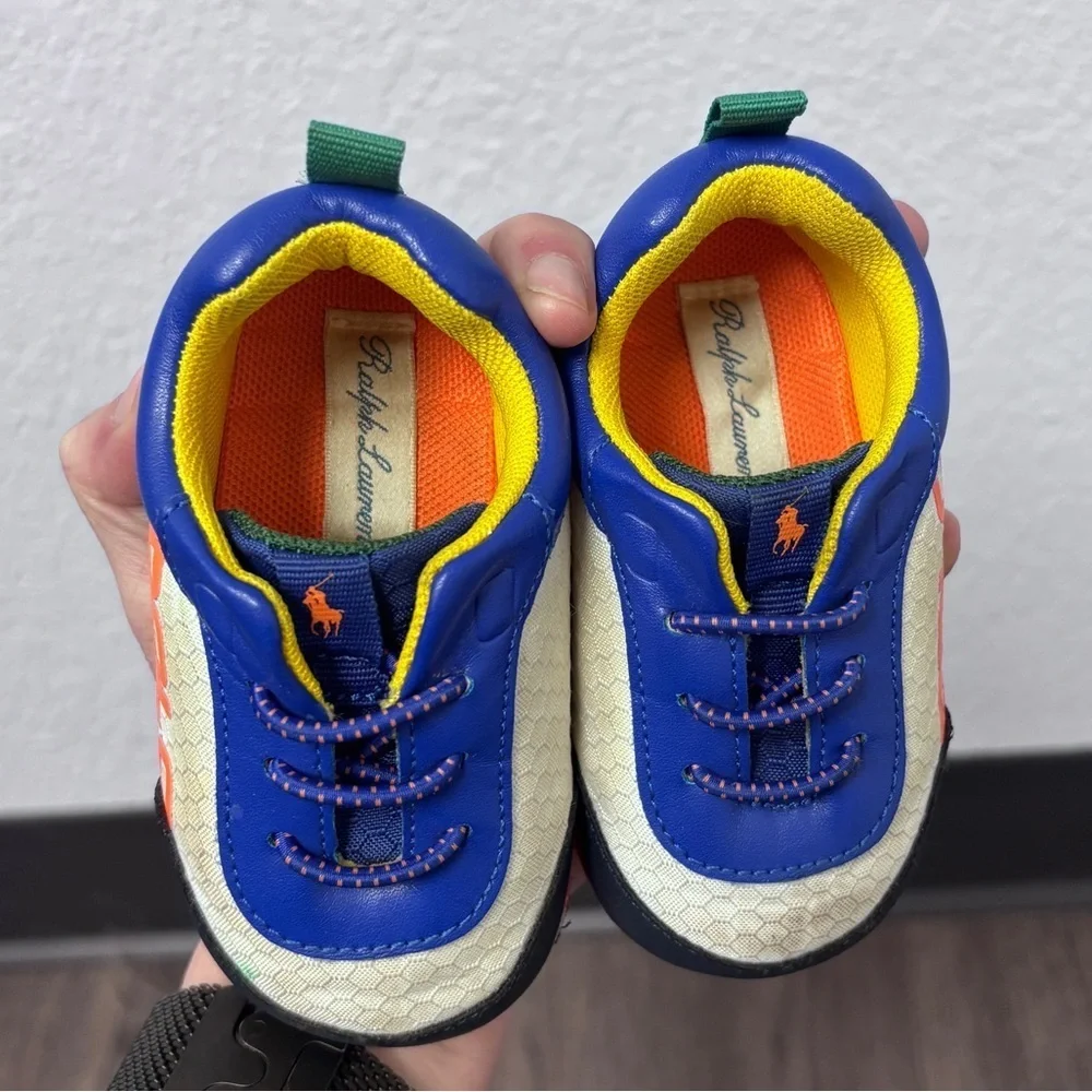 Ralph Lauren Kids Sz 4 Sneakers in Blue, Orange, and Yellow, GUC
